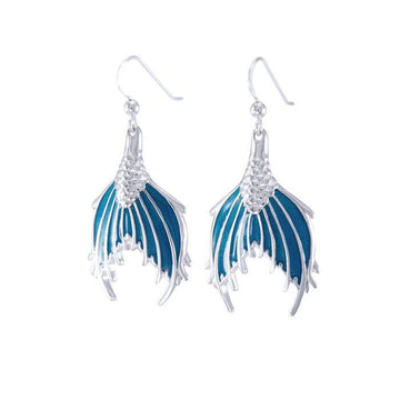 Mermaid Tail with Enamel Sterling Silver Earring TER1646 - Jewelry